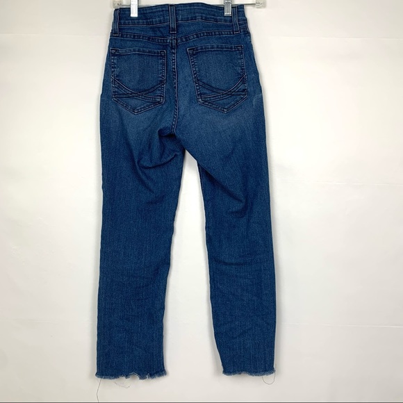 NYDJ Marilyn Straight Frayed Raw Hem Ankle Crop Lift Tuck Blue Jeans 0 - Picture 6 of 11